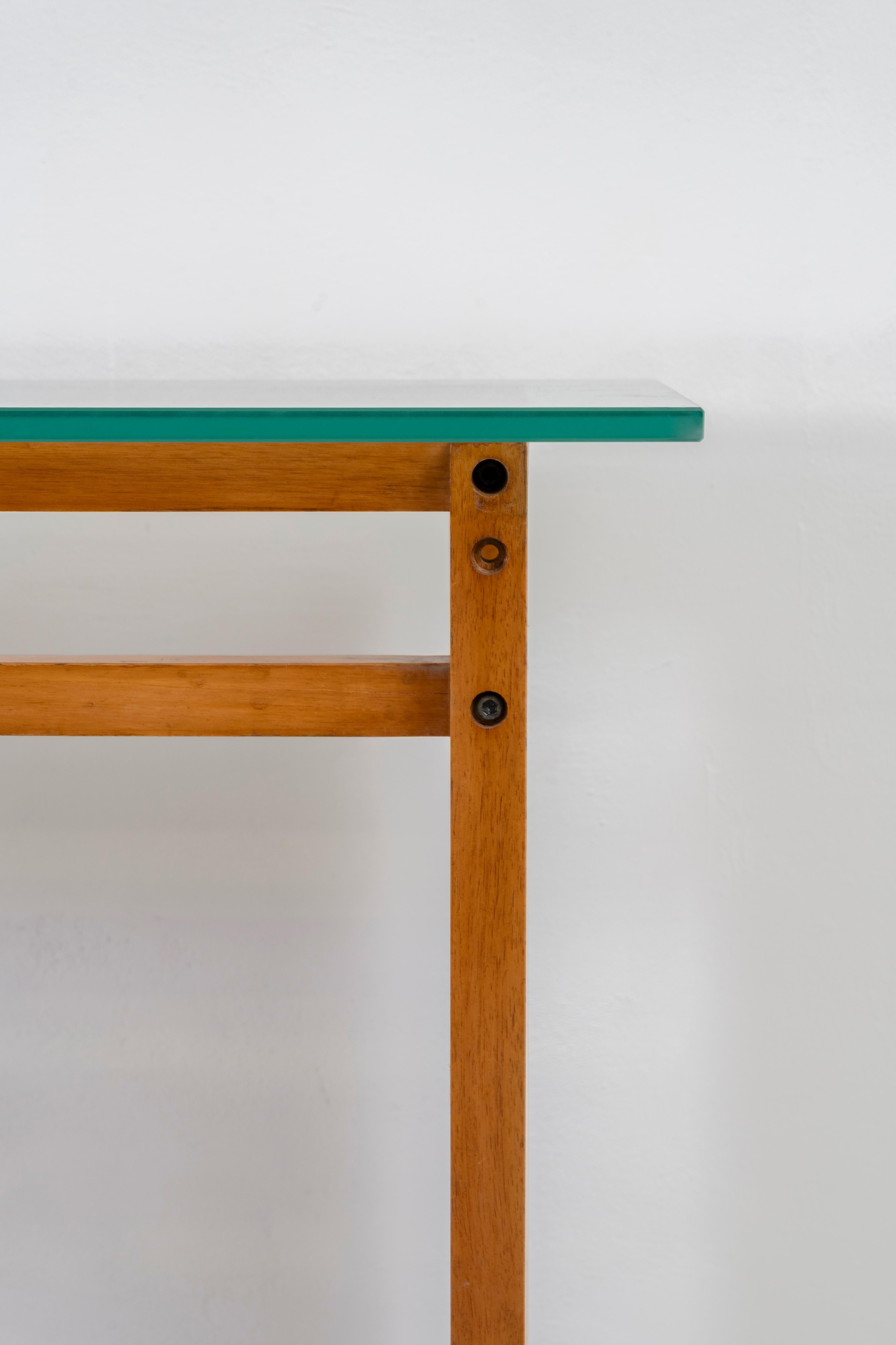Other Lella & Massimo Vignelli Ara Console Table in Wood and Glass by Driade 1970s For Sale