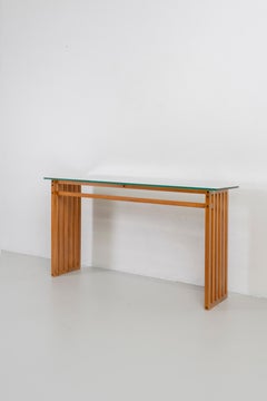 Lella & Massimo Vignelli Ara Console Table in Wood and Glass by Driade 1970s