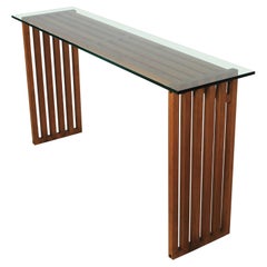 Lella & Massimo Vignelli Ara Console Table in Wood and Glass by Driade 1970s