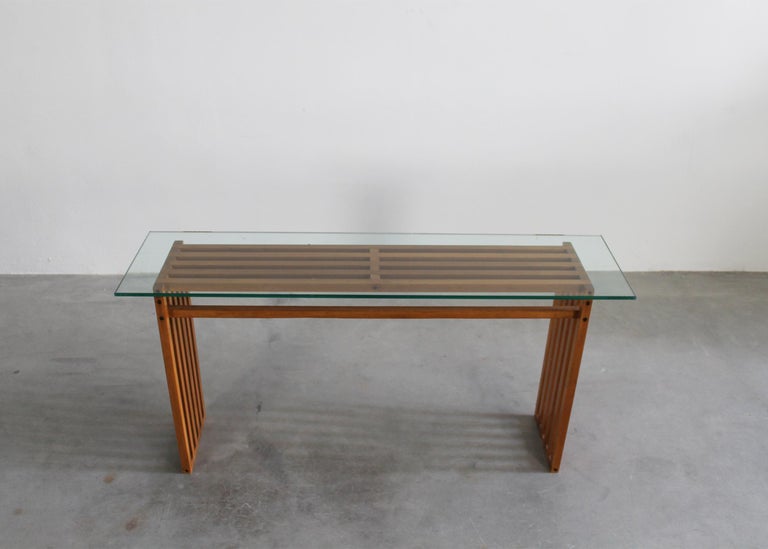 Driade Console Lella and Massimo Vignelli Ara Console Table in Wood and Glass Driade ...