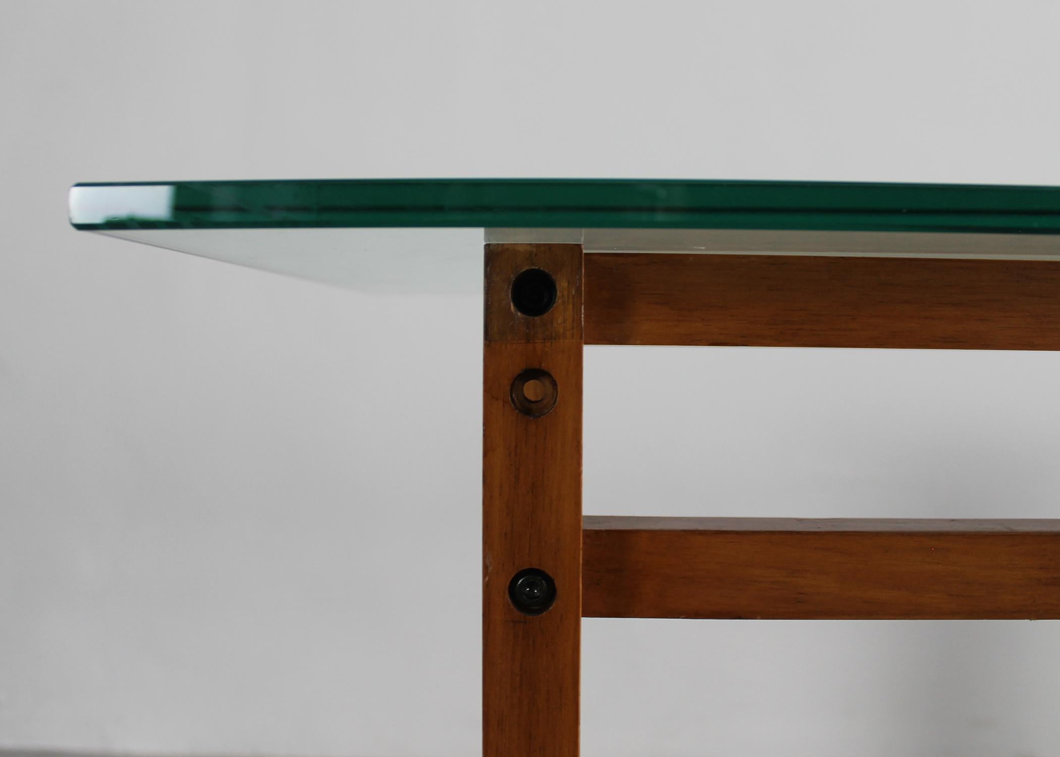 Lella & Massimo Vignelli Ara Console Table in Wood and Glass by Driade 1974  In Good Condition For Sale In Montecatini Terme, IT