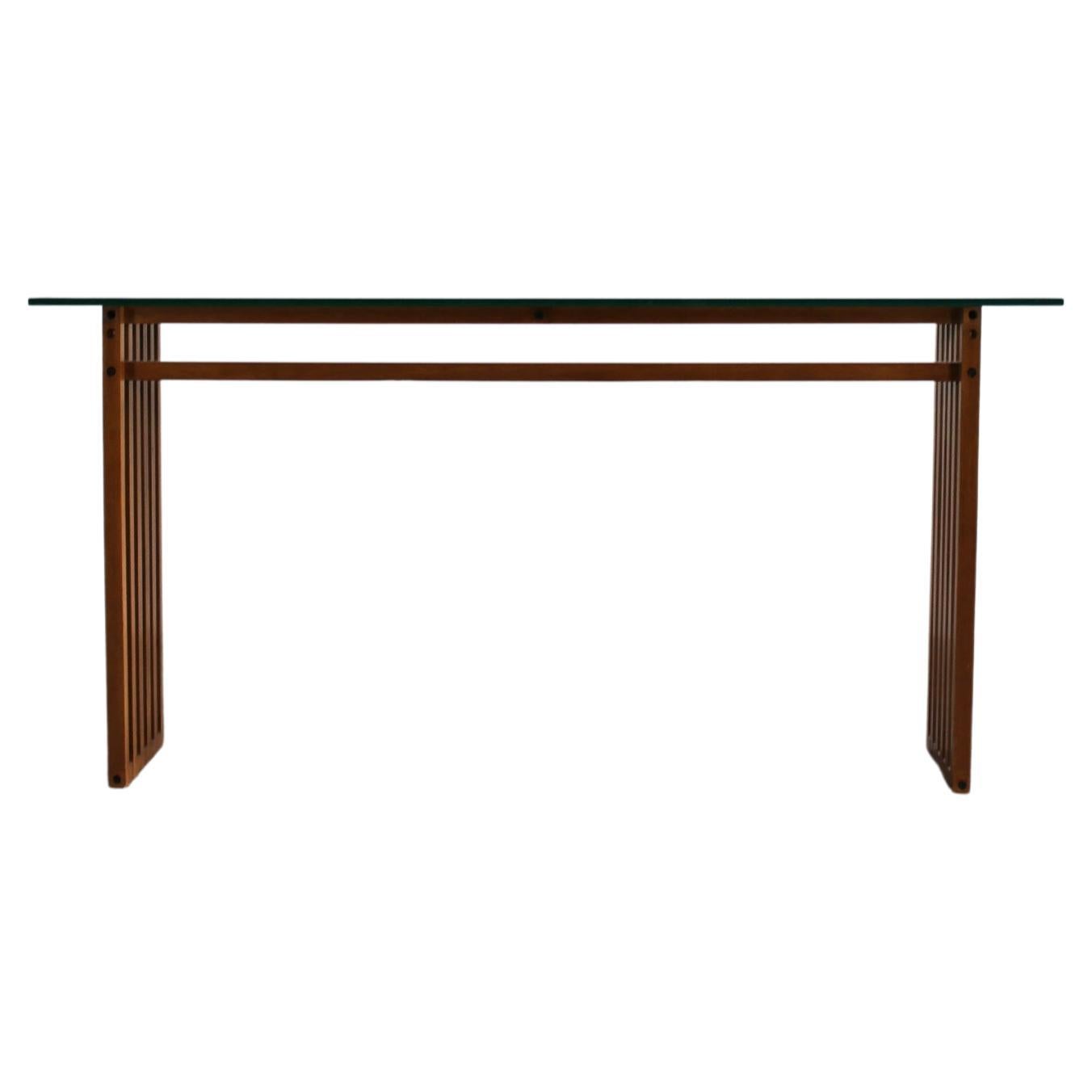 Lella and Massimo Vignelli Ara Console Table in Wood and Glass Driade,  1974, Italy For Sale at 1stDibs