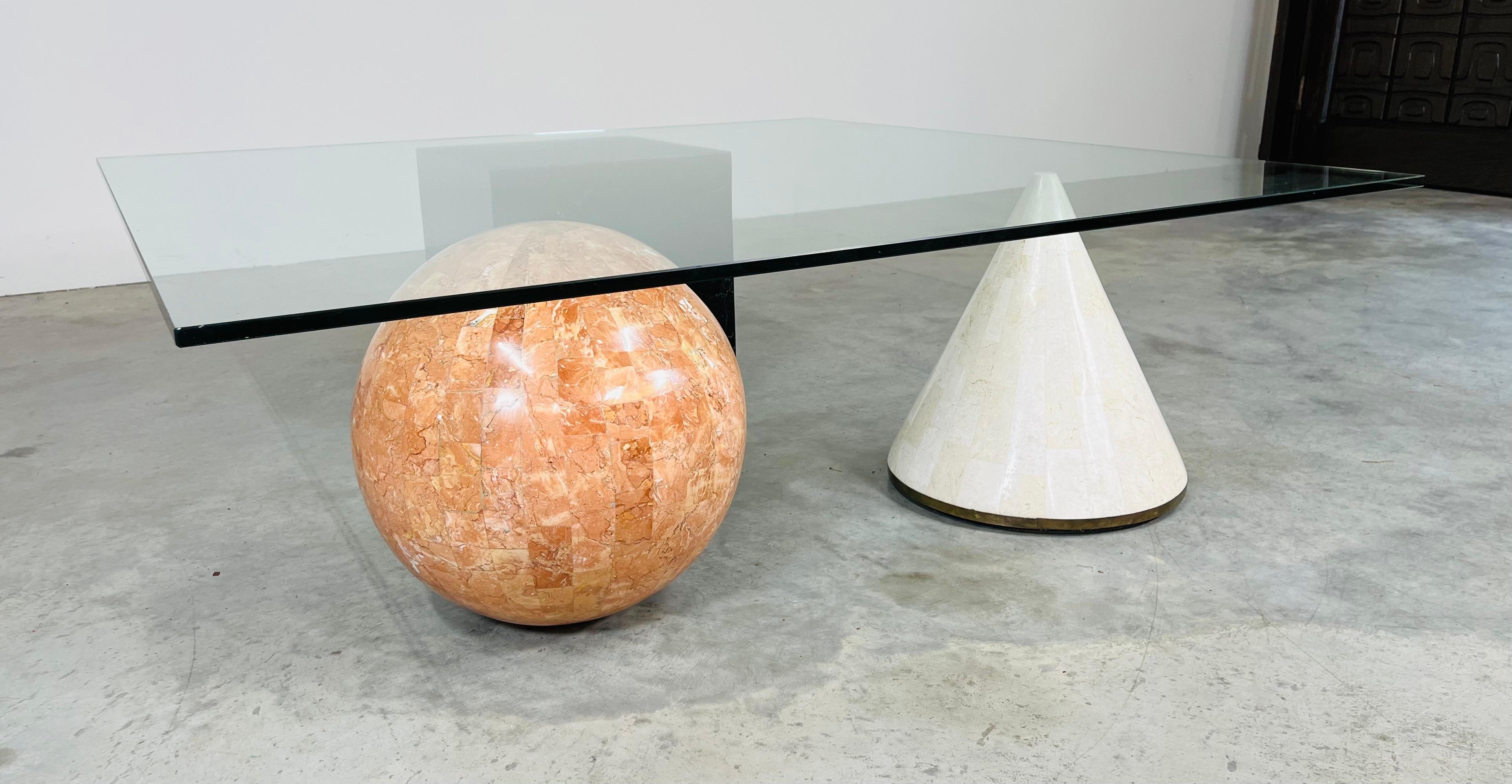 Tempered Lella & Massimo Vignelli Geometric Metaphora Cocktail Table For Casigliani