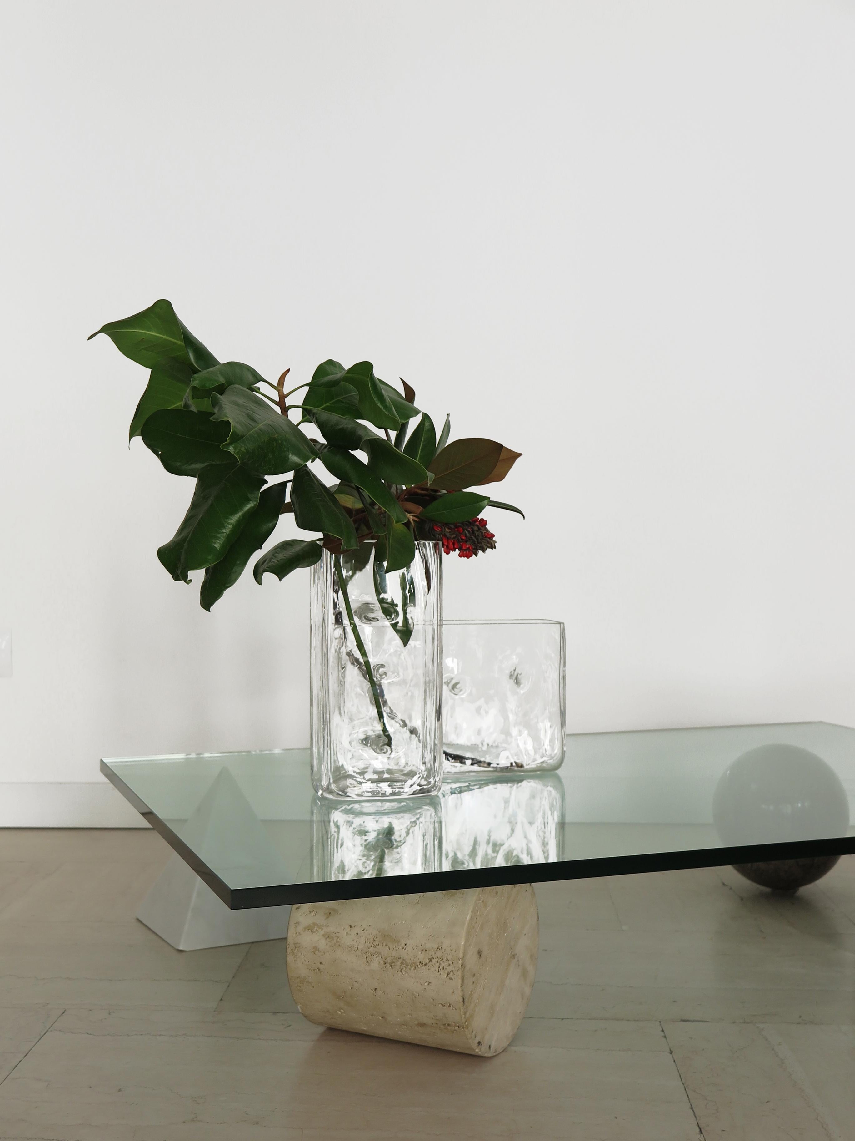 Post-Modern Lella & Massimo Vignelli Italian Marble Glass Metafora Table for Casigliani 1970
