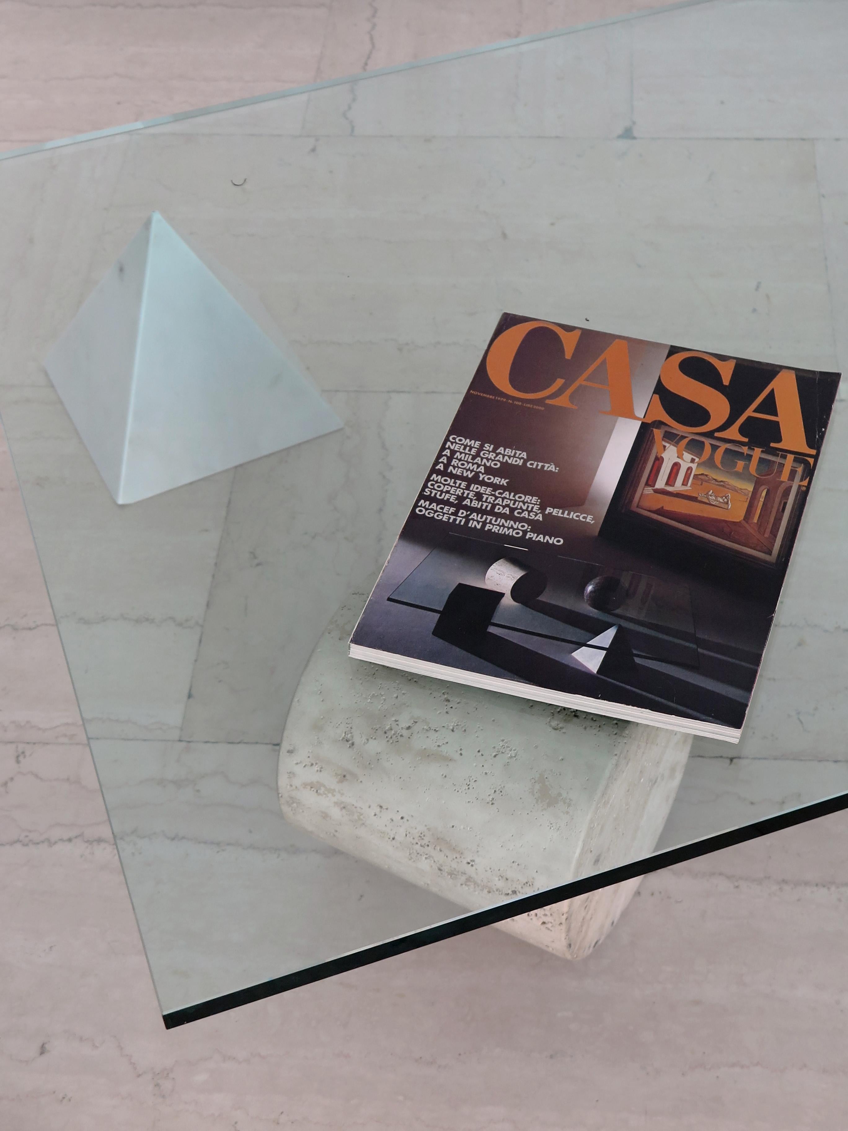 Lella & Massimo Vignelli Italian Marble Glass Metafora Table for Casigliani 1970 In Good Condition In Reggio Emilia, IT