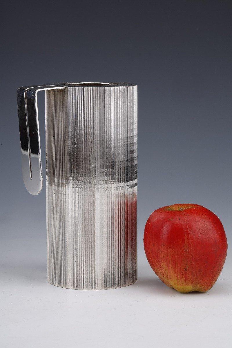 Late 20th Century Lella massimo vignelli - pitcher in brushed solid silver xxth c. 1971 For Sale