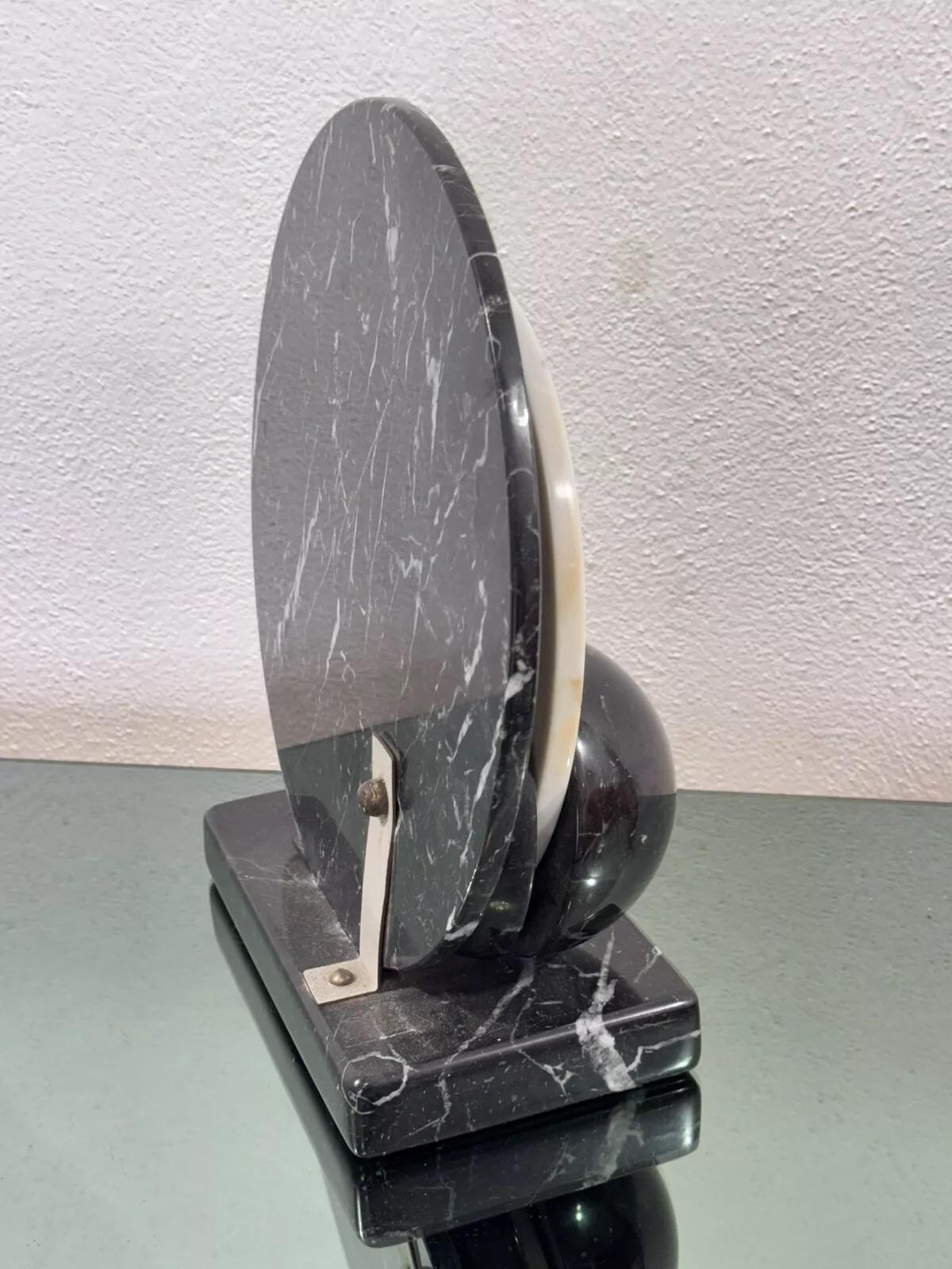 Lella & Massimo Vignelli Style Marble Desk Clock 1980's Design For Sale 1
