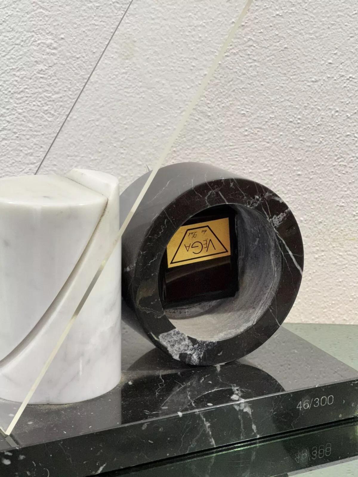 Lella & Massimo Vignelli Style Marble Desk Clock 1980's Design For Sale 3