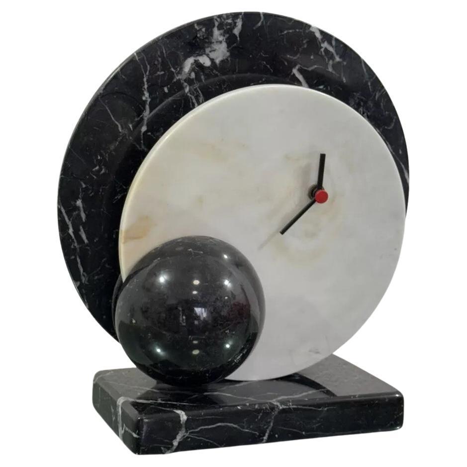 Lella & Massimo Vignelli Style Marble Desk Clock 1980's Design