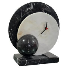 Lella & Massimo Vignelli Style Marble Desk Clock 1980's Design