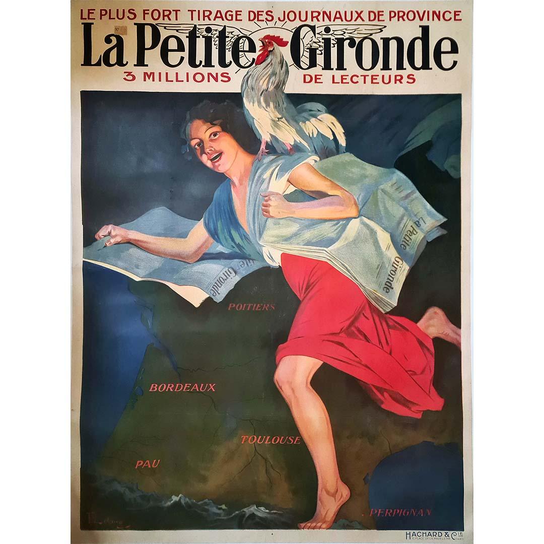 L'affiche publicitaire originale de Lelong pour "La Petite Gironde", datant de 1900, est un joyau historique qui met en lumière le rôle influent qu'a joué ce journal provincial à son époque. Cette affiche sert non seulement de publicité mais aussi