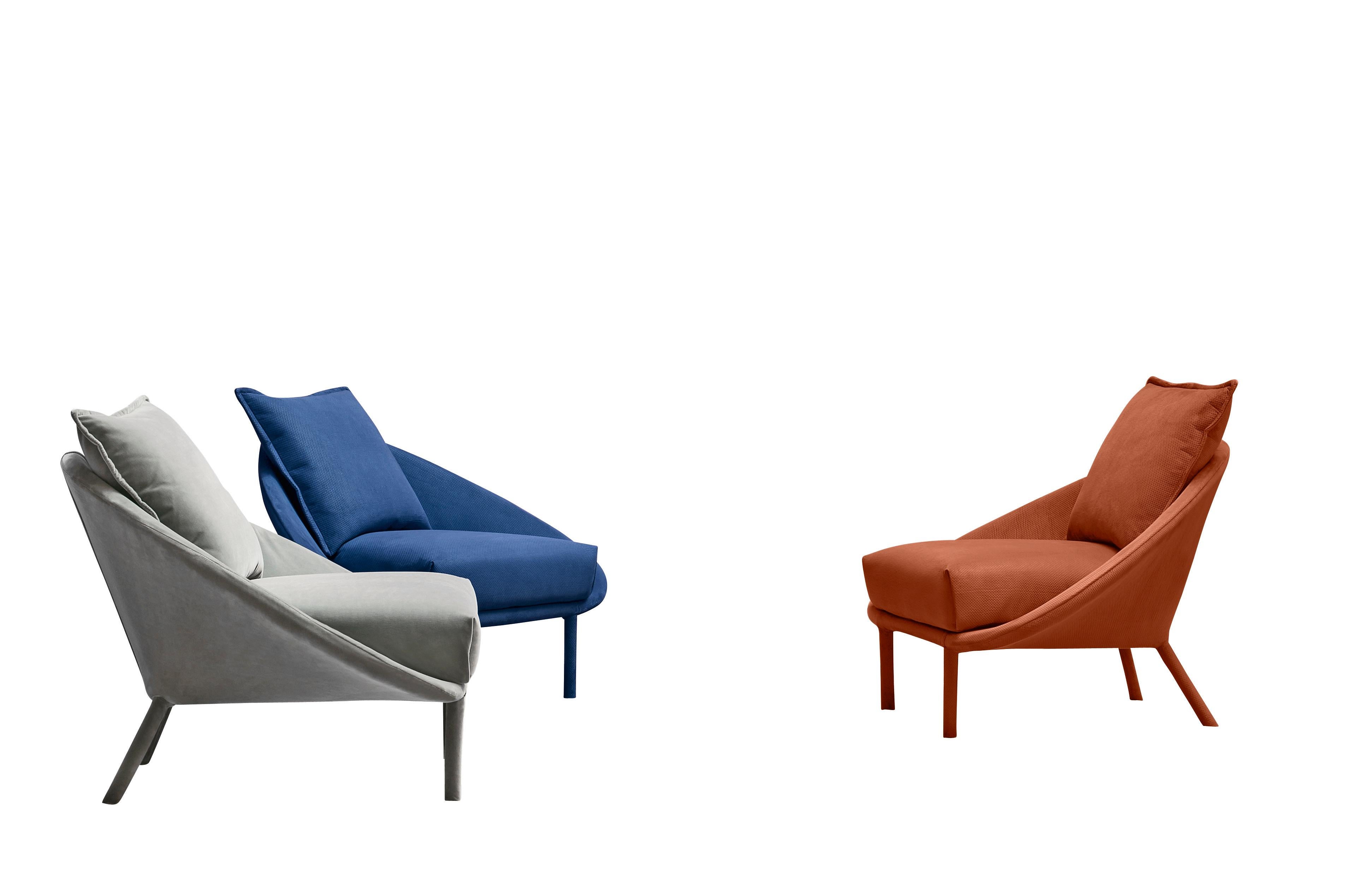Lem Armchairs in Metal Structure and Upholstery, by Francesco Beghetto For Sale 1