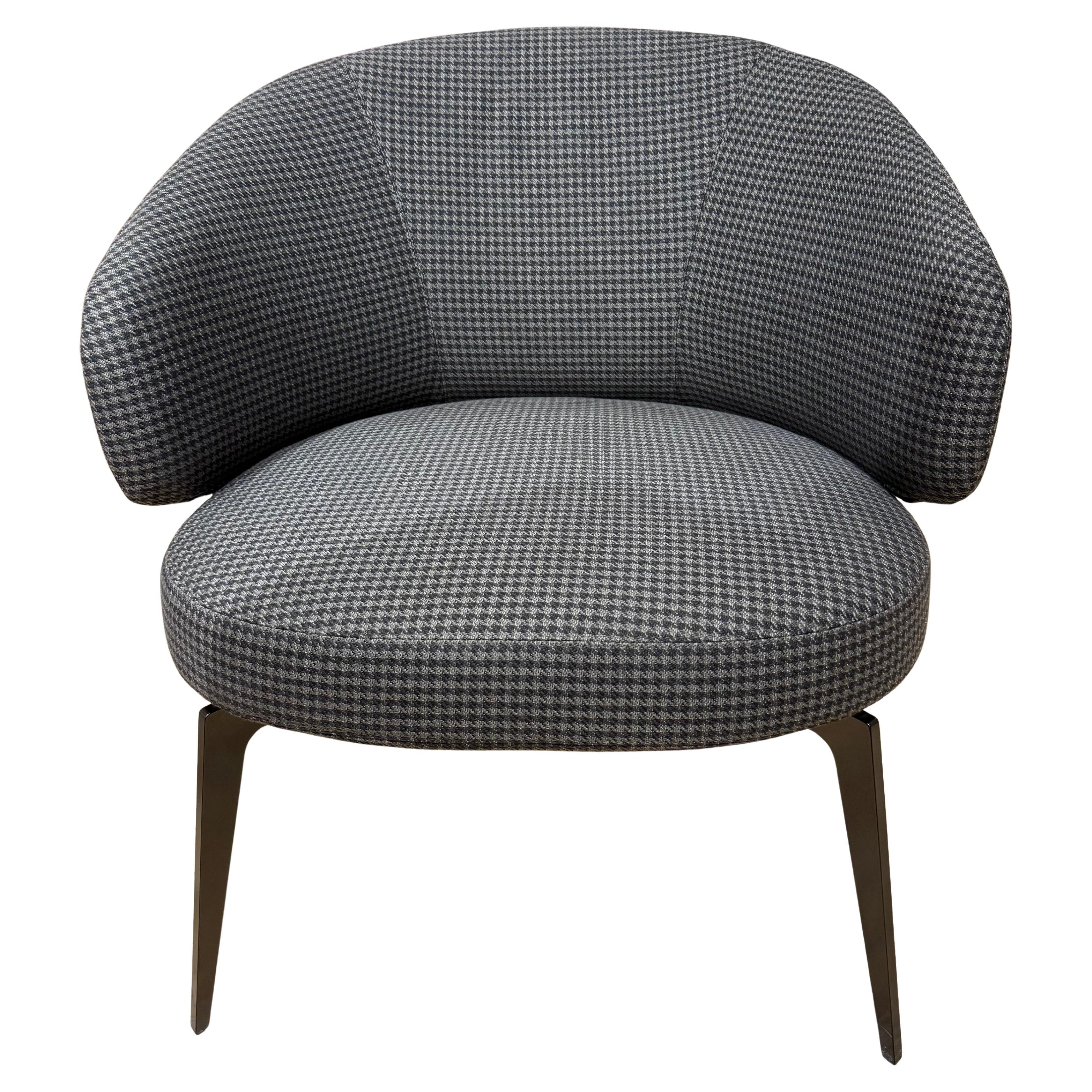 Lema 'Bice' Lounge Chair in Houndstooth Fabric For Sale