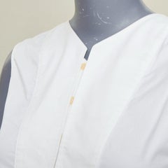 LEMAIRE 2020 Bib Panel Split Neck optical white cotton blend minimalist top FR34