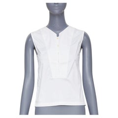 LEMAIRE 2020 Bib Panel Split Neck optical white cotton blend minimalist top FR34