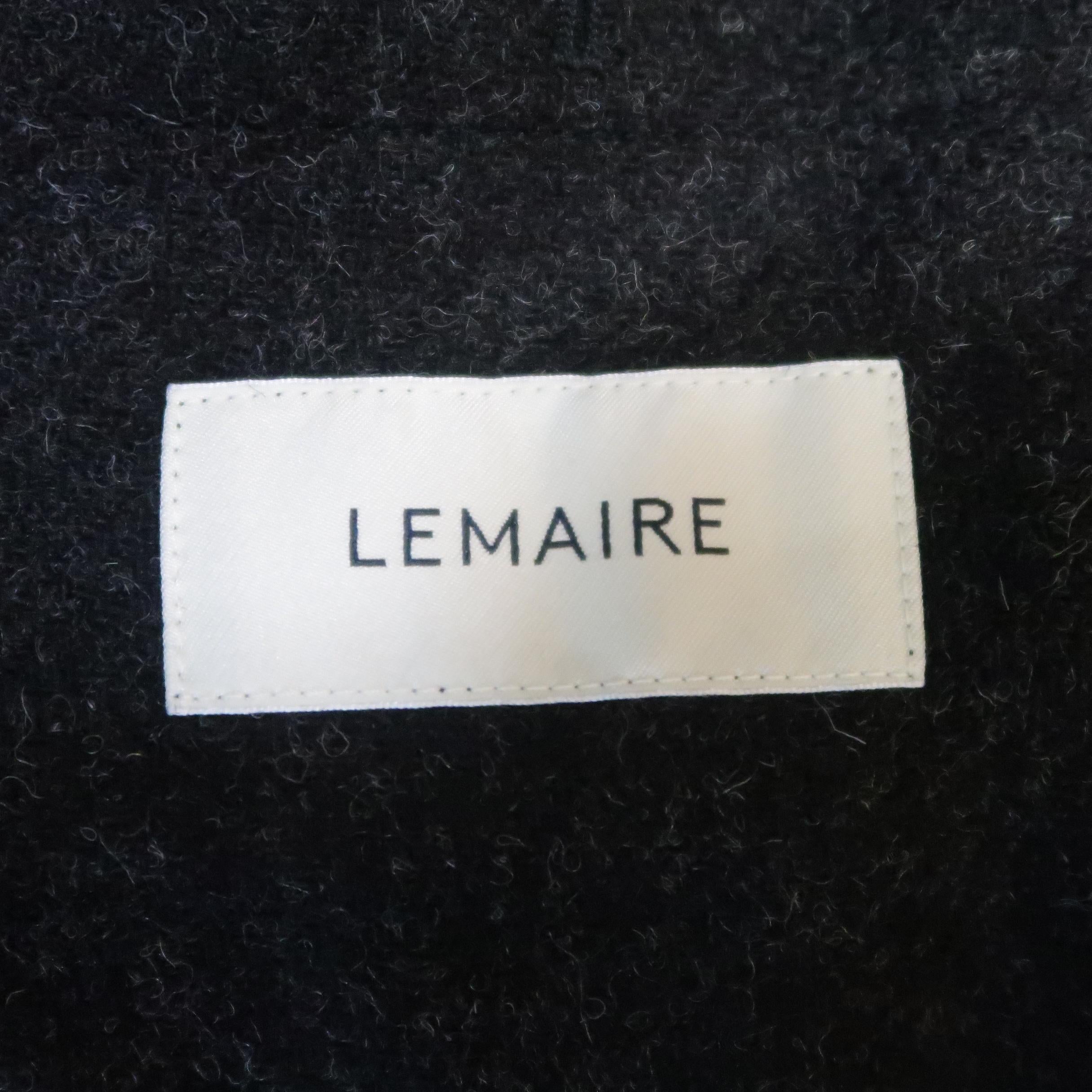 LEMAIRE 40 Navy Wool Blend Hooded Coat 4