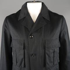 LEMAIRE 40 Navy Wool Blend Hooded Coat