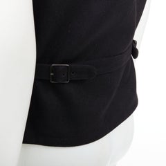 LEMAIRE black virgin wool felt horn buttons pocketed waist coat Sz.2 M