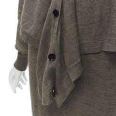 LEMAIRE brown merino wool blend tie front cardigan sweater dress XS