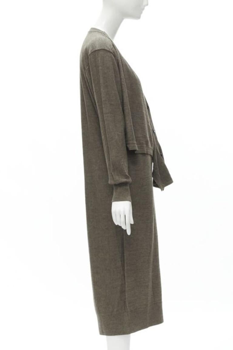 De las mujeres LEMAIRE marrón lana merino mezcla corbata frente cardigan suéter vestido XS en venta