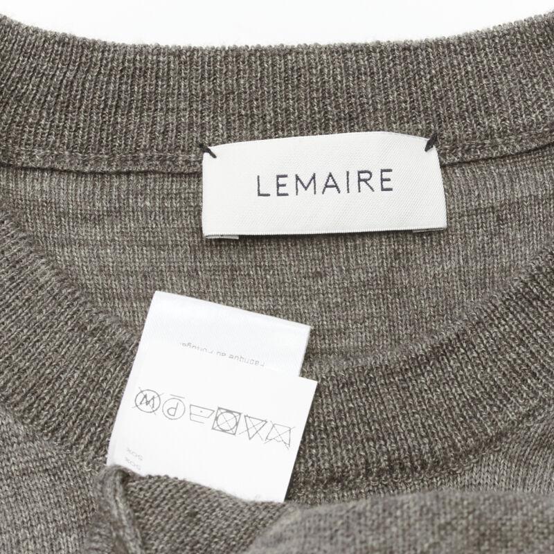 LEMAIRE marrón lana merino mezcla corbata frente cardigan suéter vestido XS en venta 4