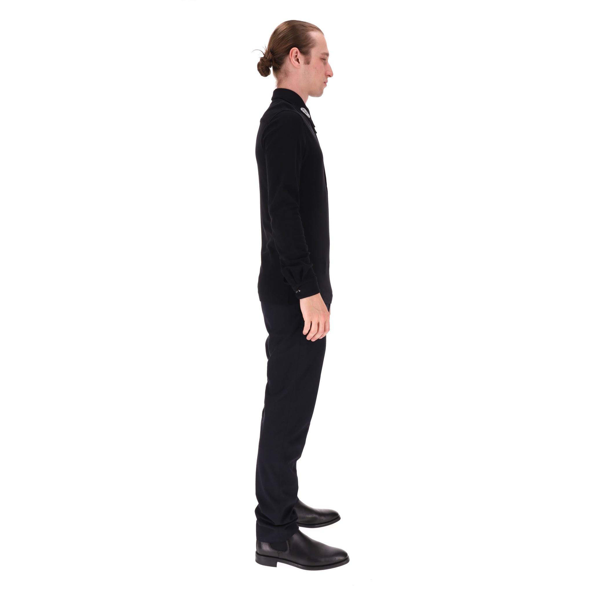 Polo de algodón Lemaire con detalle bordado Negro en venta