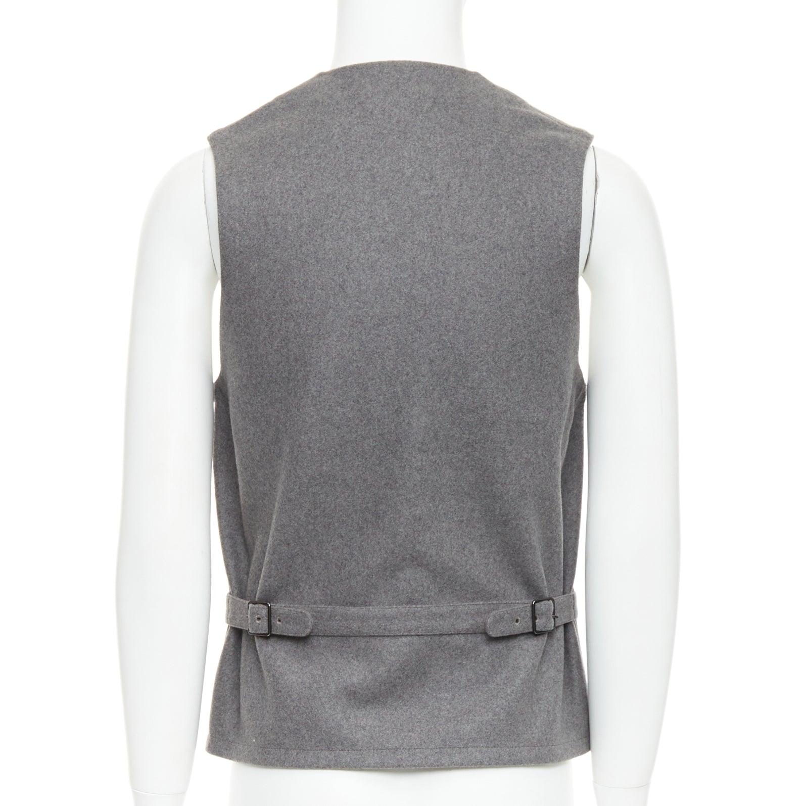 A&M manteau gris 100% laine vierge feutrée boutons en corne poches à la taille gilet Sz.2 M Pour hommes en vente