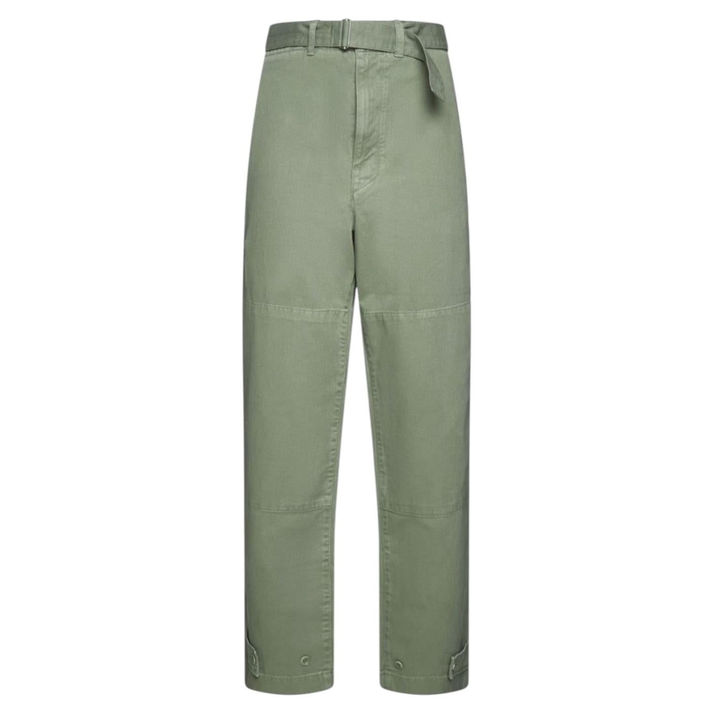 Lemaire High Waisted Cargo Pants Jeans Khaki Cotton For Sale