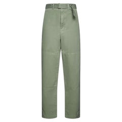 Pantaloni cargo a vita alta Lemaire, jeans color kaki in cotone