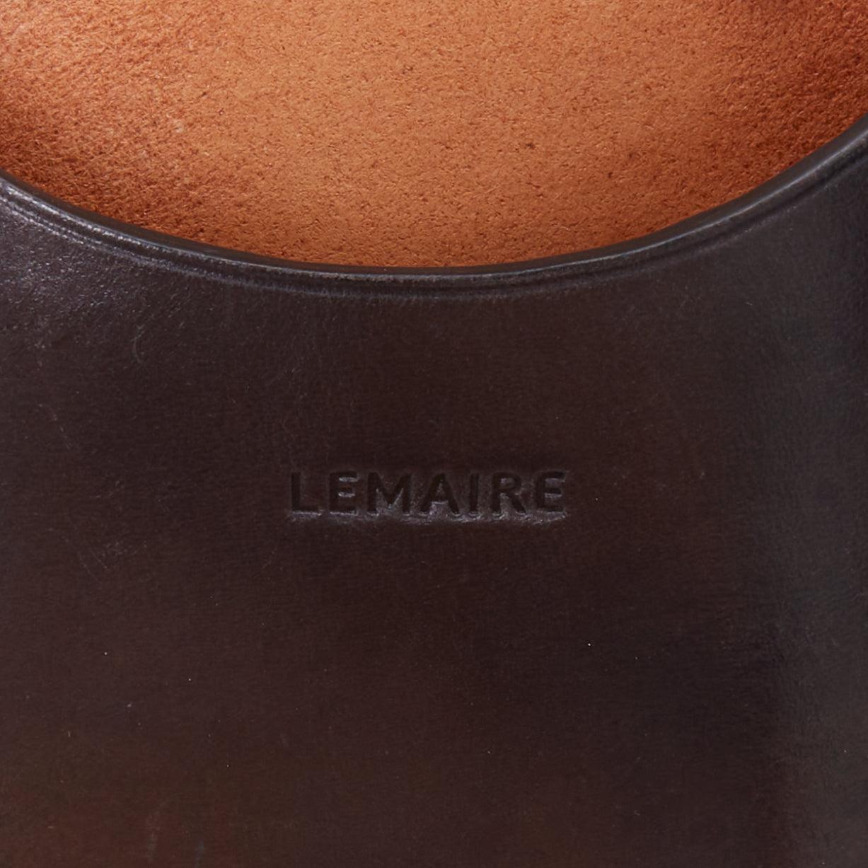 LEMAIRE Il BUSSETTO Petit sac à bandoulière structuré en cuir marron Cartouche 5
