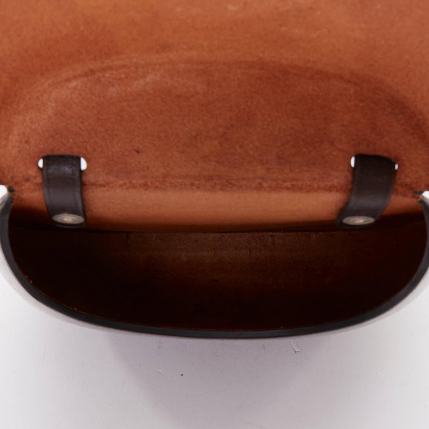 LEMAIRE Il BUSSETTO Petit sac à bandoulière structuré en cuir marron Cartouche 4
