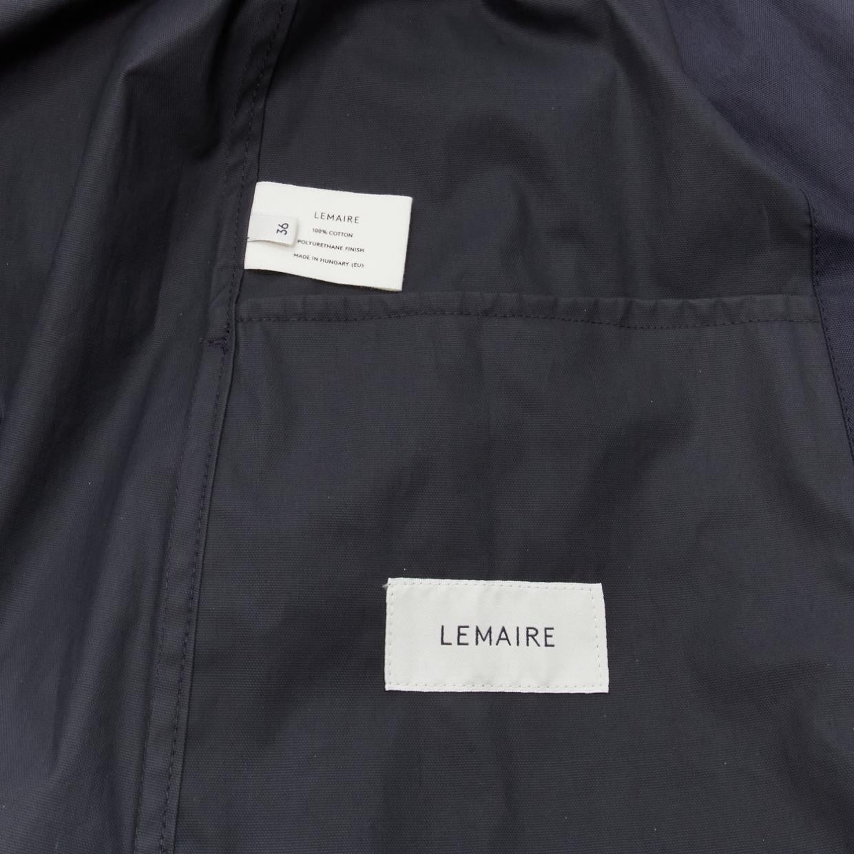 LEMAIRE navy blue cotton oversized button minimal Mac coat FR36 S 6