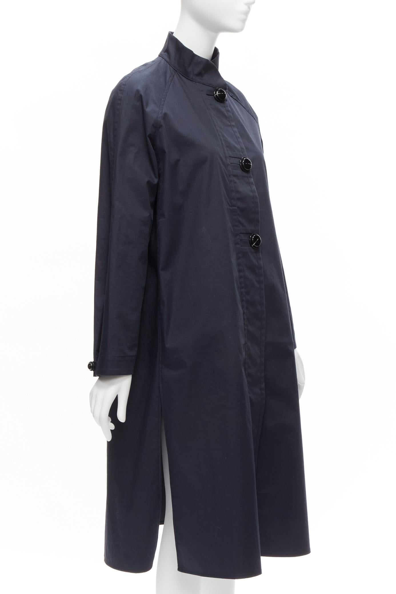 LEMAIRE navy blue cotton oversized button minimal Mac coat FR36 S In Good Condition In Hong Kong, NT