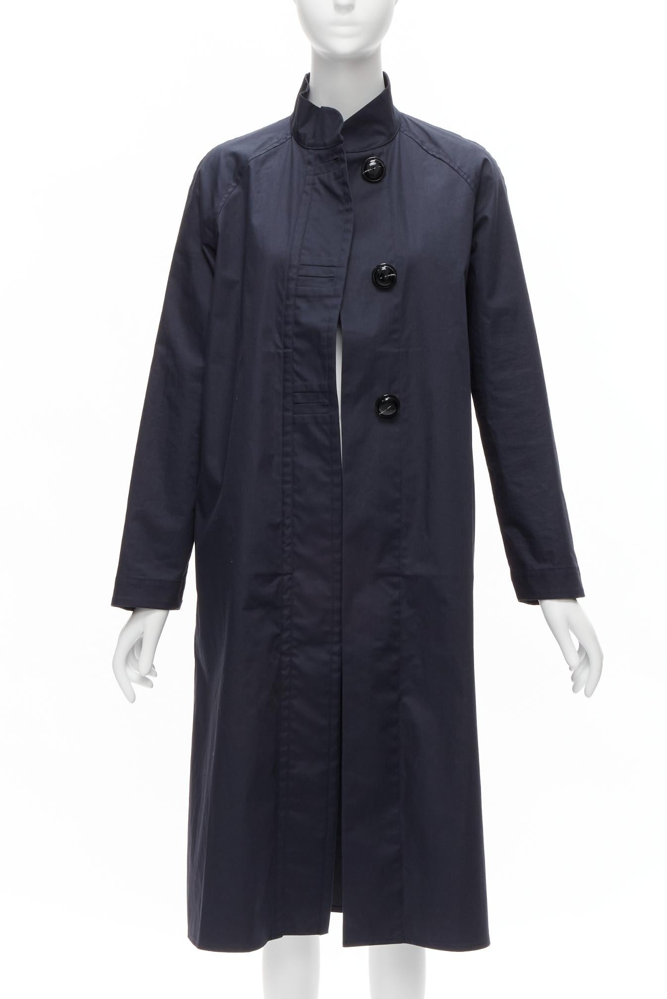 Women's LEMAIRE navy blue cotton oversized button minimal Mac coat FR36 S