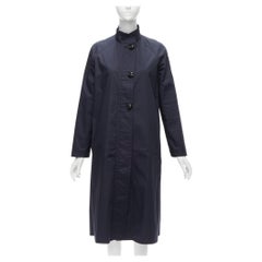 LEMAIRE navy blue cotton oversized button minimal Mac coat FR36 S