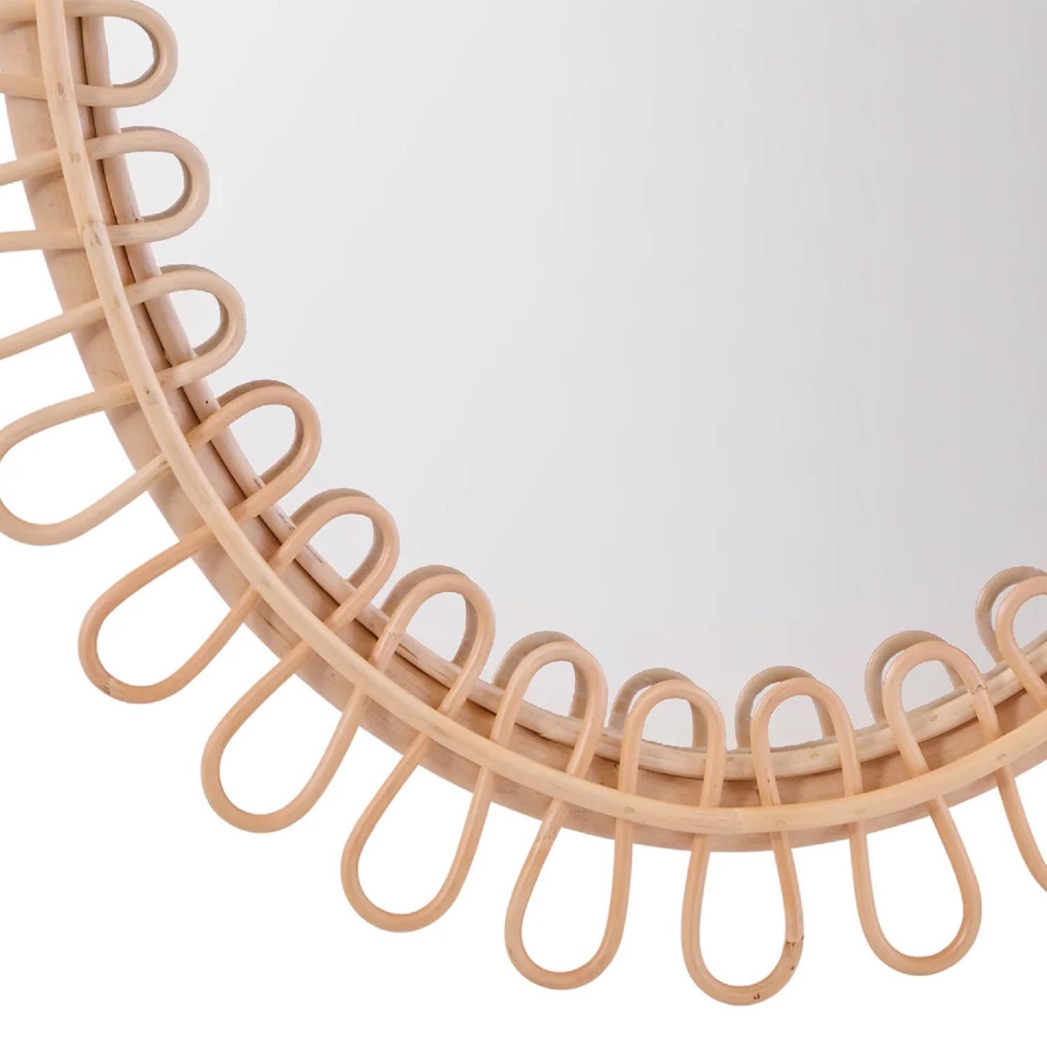 Francese Specchio in rattan Leman in vendita
