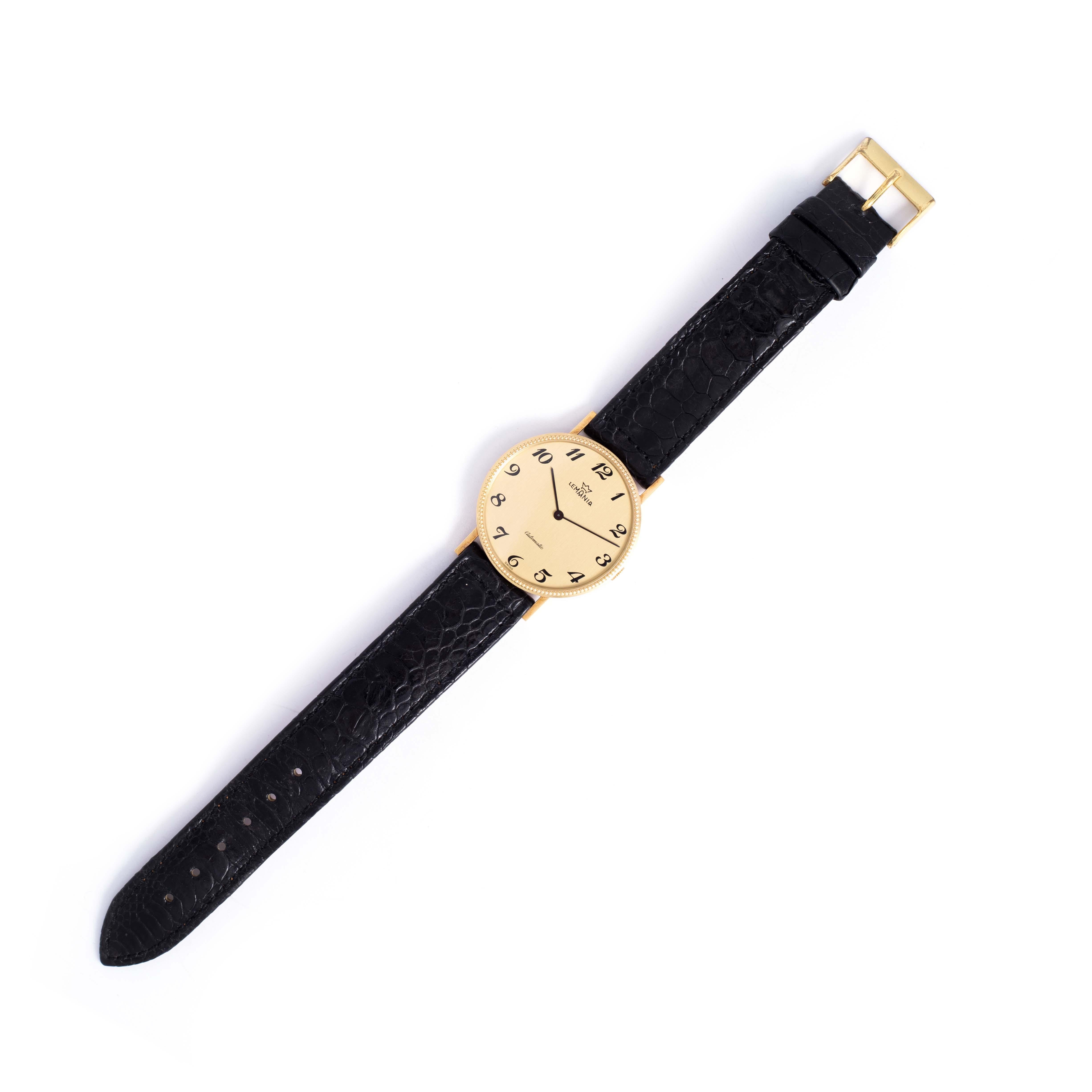 Lemania 18K yellow gold wristwatch In Good Condition In Geneva, CH