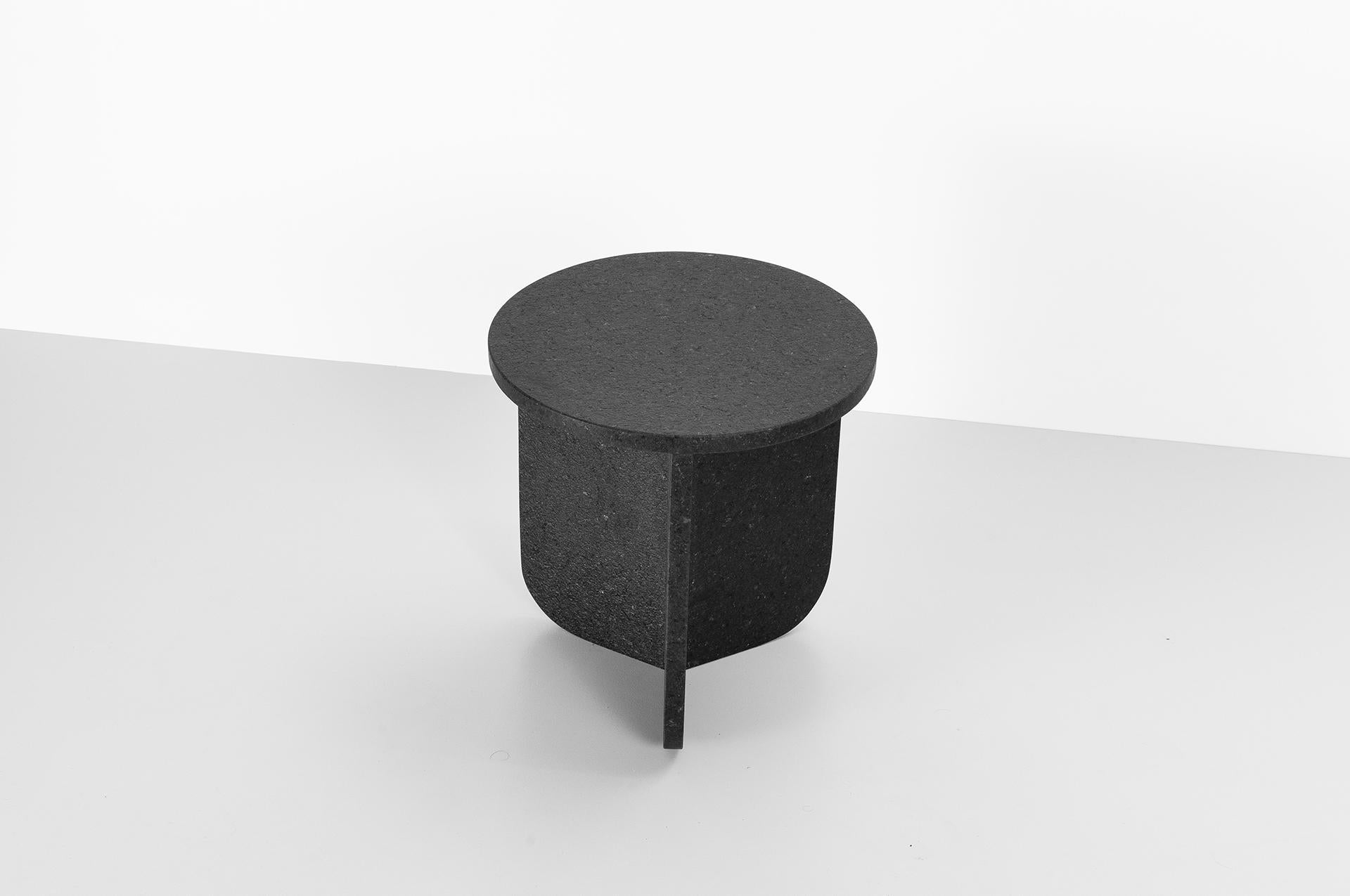 International Style Leme Table, High, by RAIN, Contemporary Side Table, Brazilian Granite For Sale