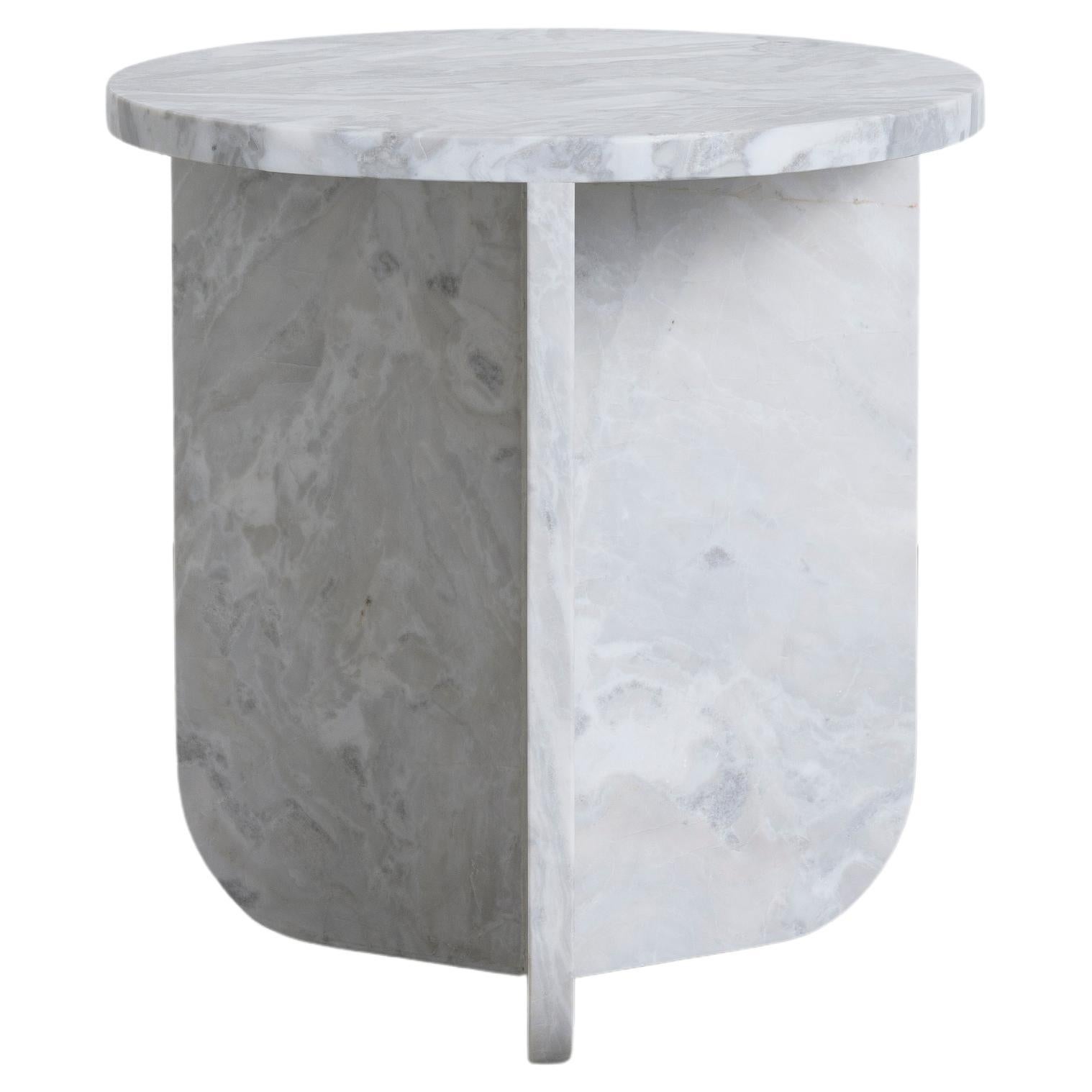 Leme Table, High, by Rain, Contemporary Side Table, Grey Alba Marble