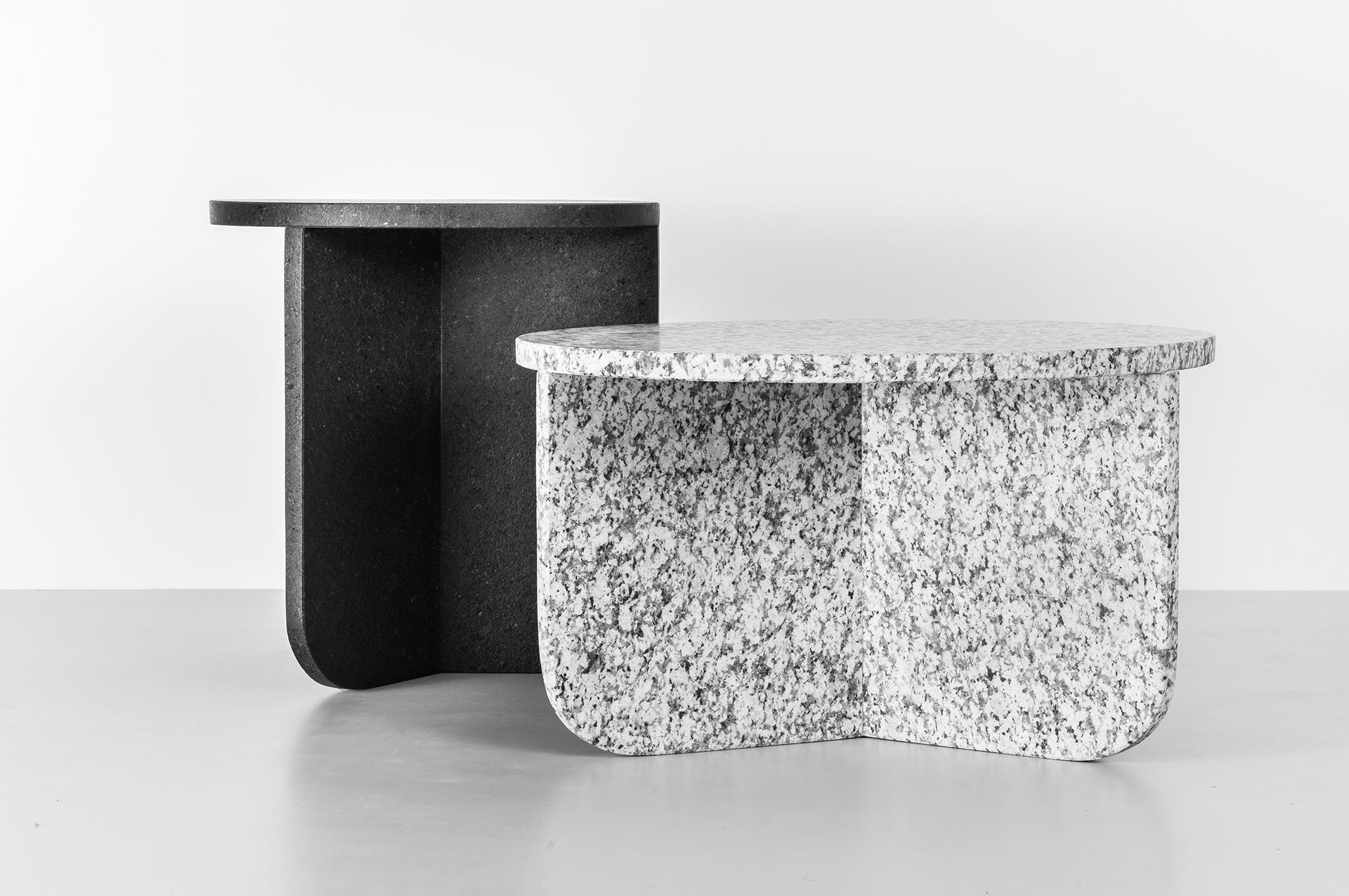 International Style Leme Table, Low, by RAIN, Contemporary Side Table, Brazilian Granite For Sale