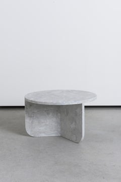 Leme Table, Low, by Rain, Contemporary Side Table, Grey Alba Marble