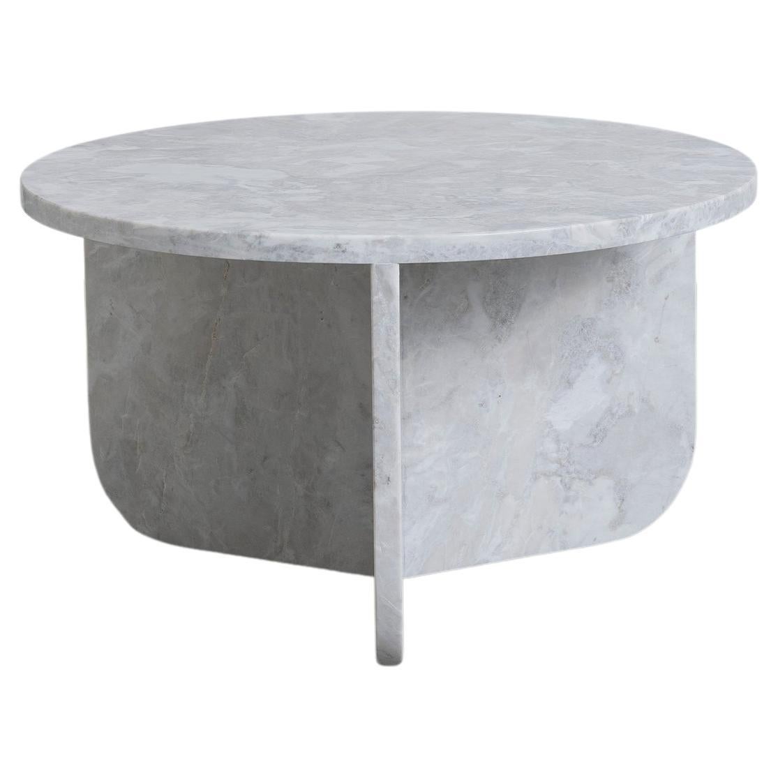 Leme Table, Low, by Rain, Contemporary Side Table, Grey Alba Marble