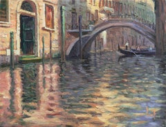 'Ponte dei Bareteri, Venice', Impressionist Vedute, Venetian Canal, San Marco