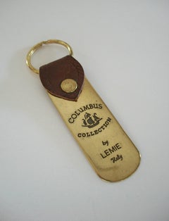 LEMIE - Columbus Collection Brass & Leather Keychain - Italy - Circa 1980's