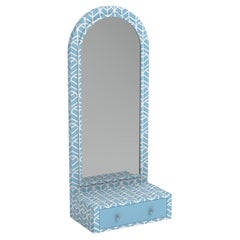 Lemina Blue Floor Mirror with Drawer