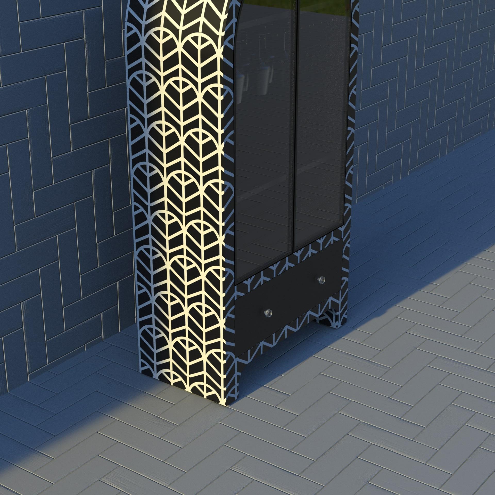 Indian Lemina Inspired Black Bar Cabinet by Artisanal For Sale