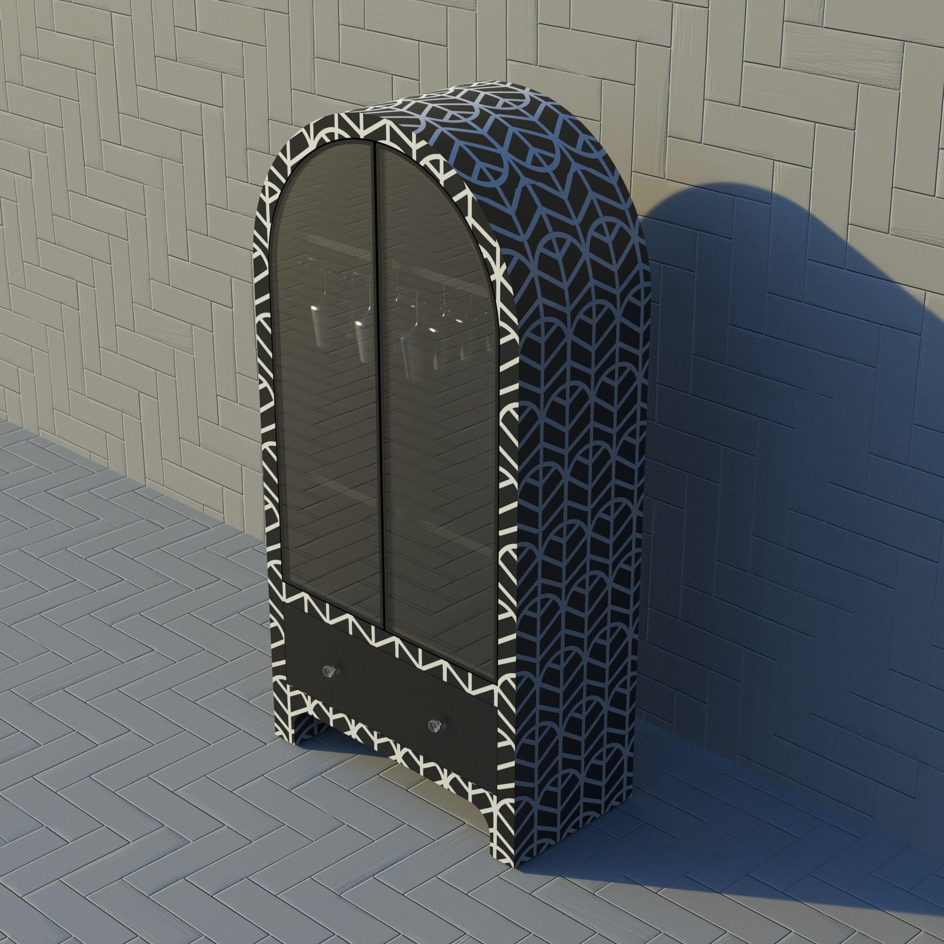 Inlay Lemina Inspired Black Bar Cabinet by Artisanal For Sale