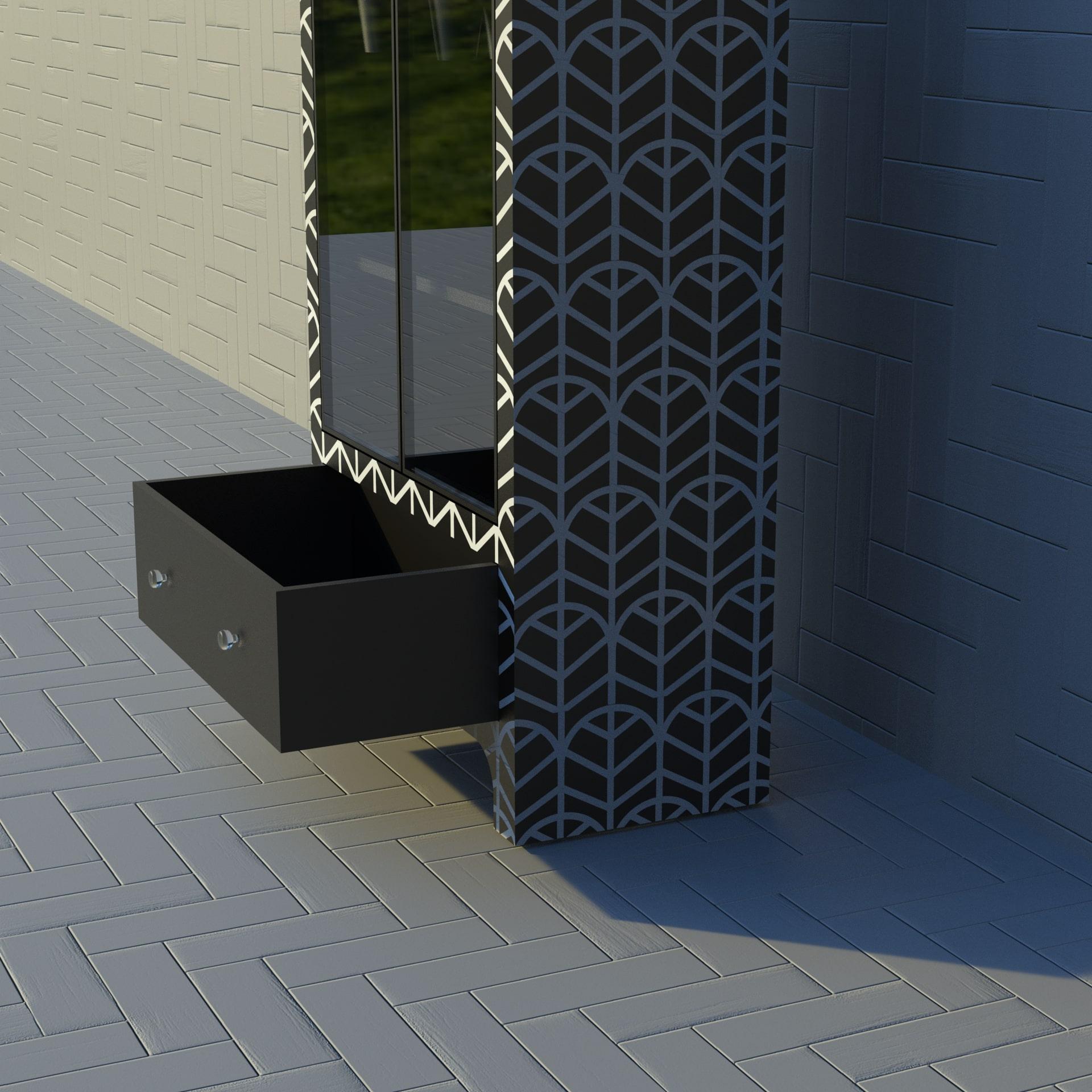 Contemporary Lemina Inspired Black Bar Cabinet by Artisanal For Sale
