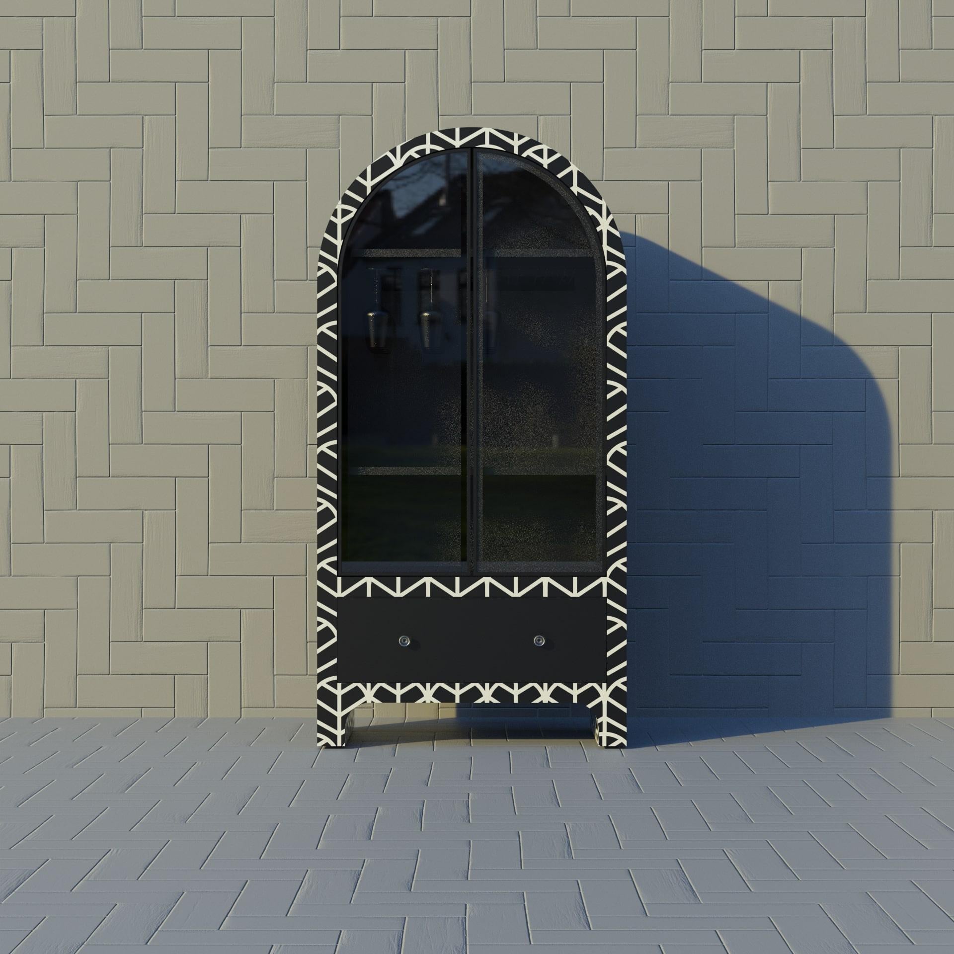 Bone Lemina Inspired Black Bar Cabinet by Artisanal For Sale
