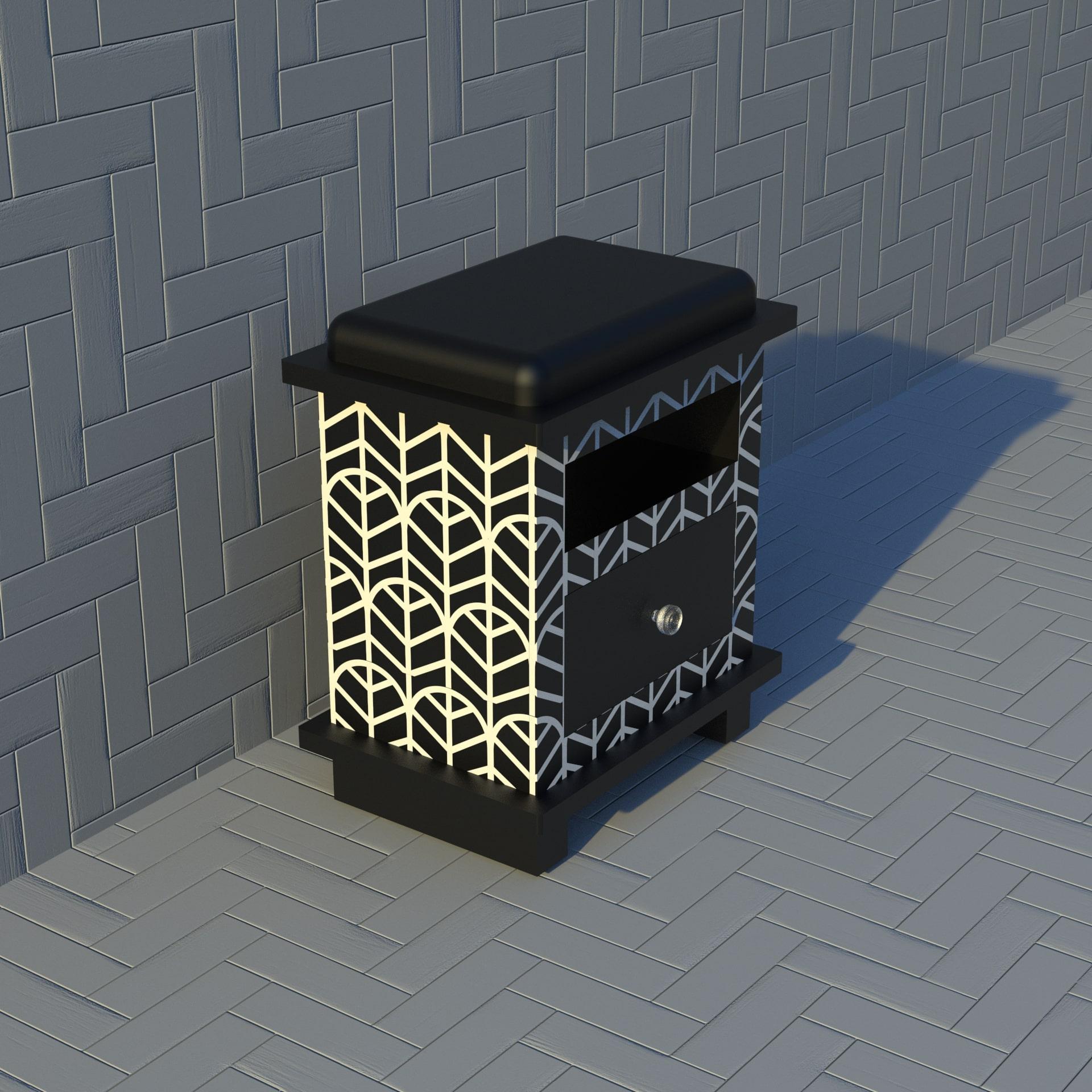 Indian Lemina Inspired Black Night Stands, Side Table by Artisanal For Sale